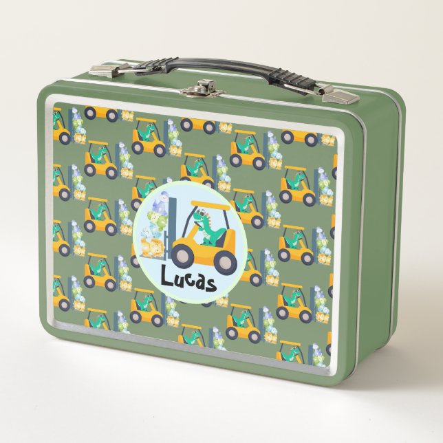 Lunch Box Cute Baby dinosaure Construction Camion garçon B2S (Devant)