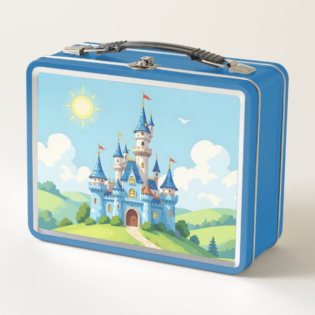Lunch Box Cute blue and white castle (Devant)