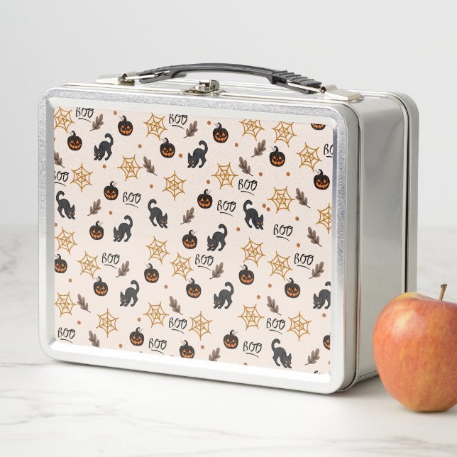 Lunch Box Cute Citrouille Chat Noir Halloween Motif (En situation)
