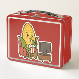 Lunch Box Cute Corn Regarder TV avec Popcorn