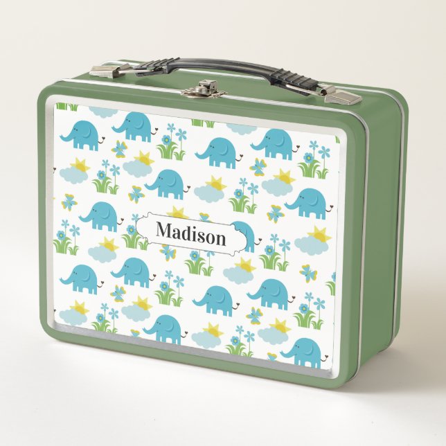 Lunch Box Cute Elephant Motif personnalisé boîte à lunch (Devant)