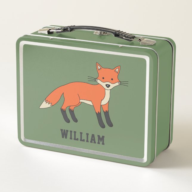 Lunch Box Cute Fox Personnalisé Nom Personnalisé Retour À L' (Dos)