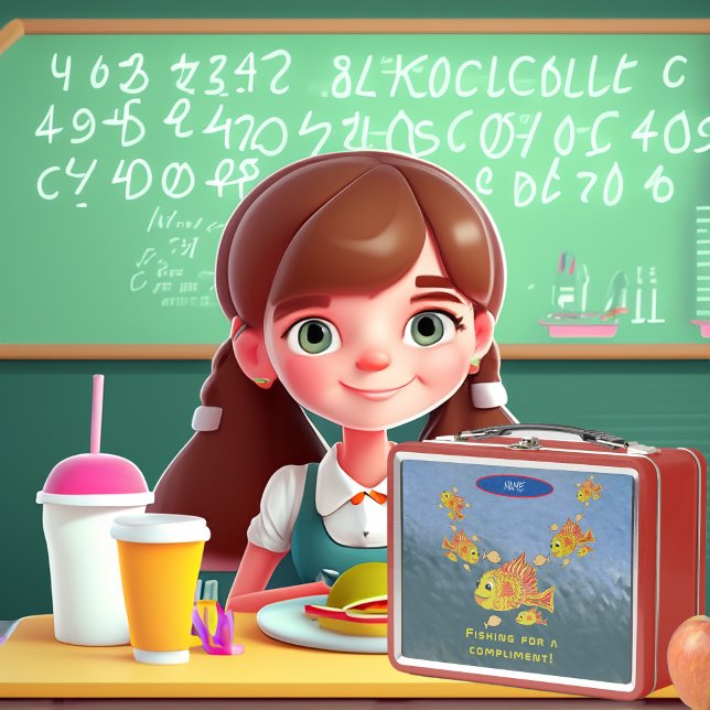 Lunch Box Cute Fun Girl's Fish Lunch Pail Personnaliser (Créateur téléchargé)