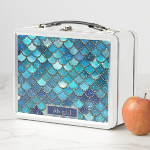 Lunch Box Cute Girl Turquoise bleu Mermaid Motif