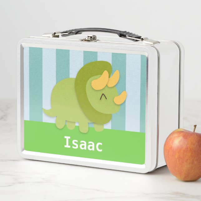 Lunch Box Cute Green Triceratops Enfants Personnalisés (En situation)