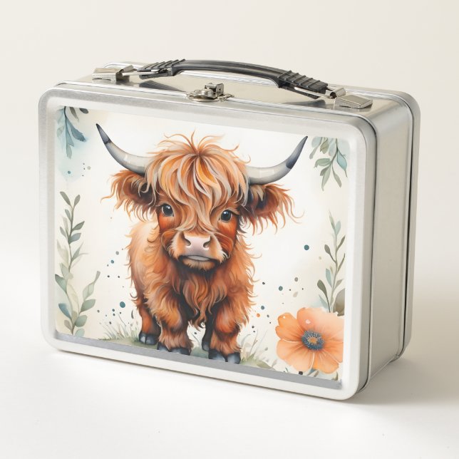 Lunch Box Cute Highland Calf Animal Farm Nom de la vache Enf (Devant)