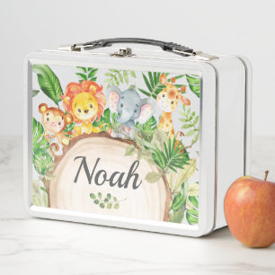 Lunch Box Cute Jungle Animaux Safari Lion Eléphant Monkey