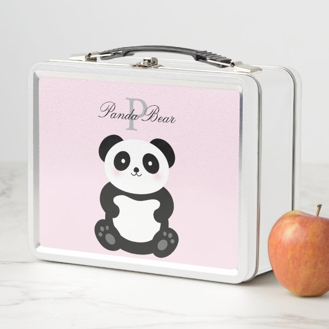 Lunch Box Cute Kawaii Baby Panda Ours Monogramme Whimsical (En situation)