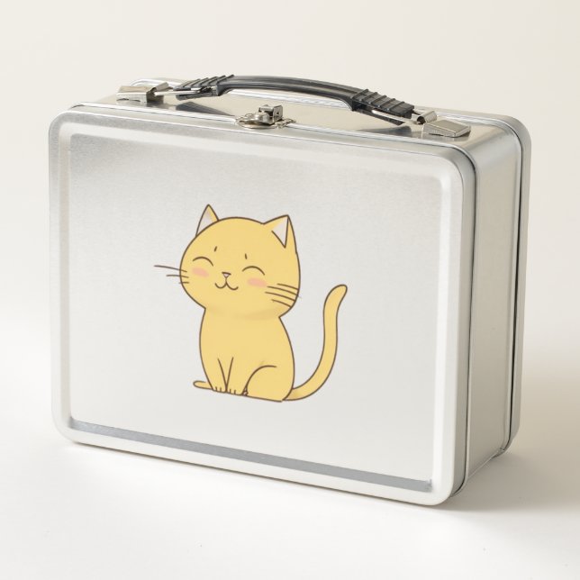 Lunch Box Cute Kawaii dessin de chat jaune (Devant)