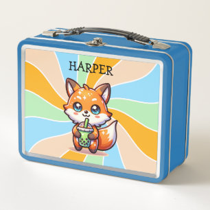 Lunch Box Cute Kawaii Fox avec thé bulle Personnalisé