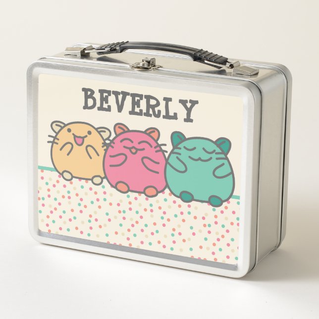 Lunch Box Cute Kawaii Style Hamsters de Dessin Personnalisé (Devant)