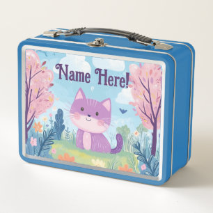 Lunch Box Cute Kitten Nom personnalisé Purple Chat