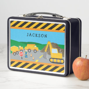 Lunch Box Cute Little Boy Construction Véhicule Monogramme