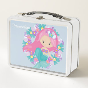Lunch Box Cute Little Girl Ocean Sea Mermaid Personnalisé