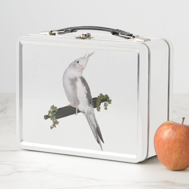 Lunch Box Cute Lutino Cockatiel Bird Ivy Perch Animal (En situation)