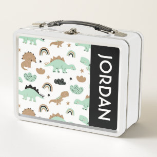 Lunch Box Cute Mint Green Dinosaur Motif
