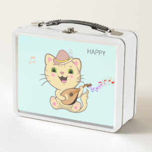 Lunch Box Cute Musical Ginger Caramel Tabby Chat