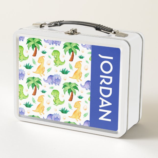Lunch Box Cute Neon Aquarelle Dinosaur Motif (Devant)