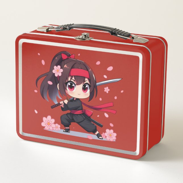 Lunch Box Cute ninja guerrière fille en fleur (Devant)