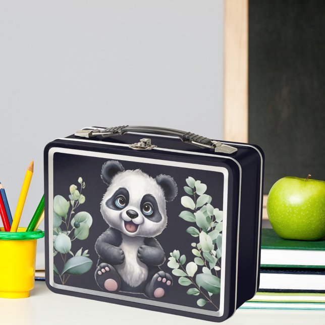 Lunch Box Cute panda porter bleu nom personnalisé (Créateur téléchargé)