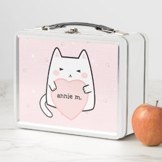 Lunch Box Cute Pastel Chat Rose Kawaii Éperche Kitty