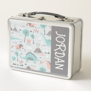 Lunch Box Cute Pastel Dinosaur Motif