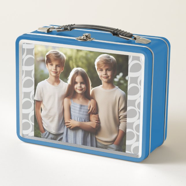 Lunch Box Cute personnalisée 2 Photo Argent, Motif d'infini  (Devant)