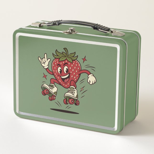 Lunch Box Cute Roller Skating Strawberry (Devant)