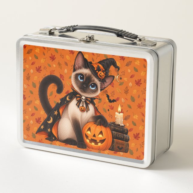 Lunch Box Cute Siamese Cat Witch Halloween (Devant)