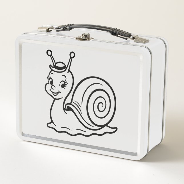 Lunch Box Cute Snail Wearing Hat Funny Retro (Devant)