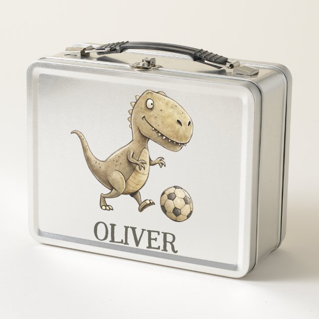 Lunch Box Cute Tiny Trex Jouer Au Football Personnalisé (Devant)