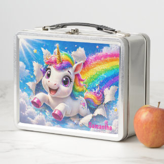 Lunch Box Cute Unicorn Rainbow Magical Sky