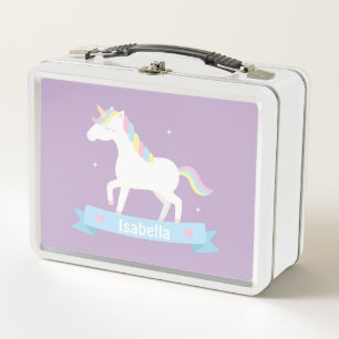 Lunch Box Cute White Unicorn Girls Personnalisé