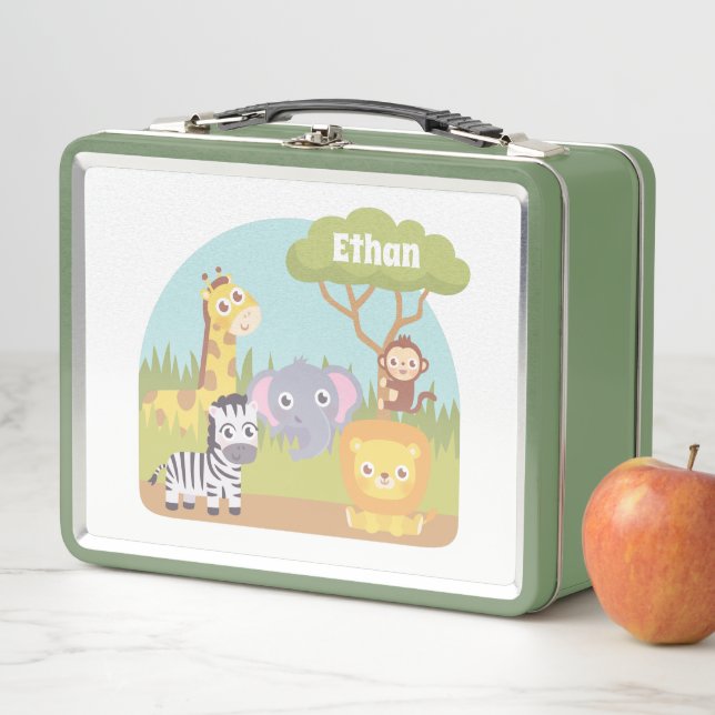 Lunch Box Cute Wild Safari Animaux Enfants Personnalisés (En situation)