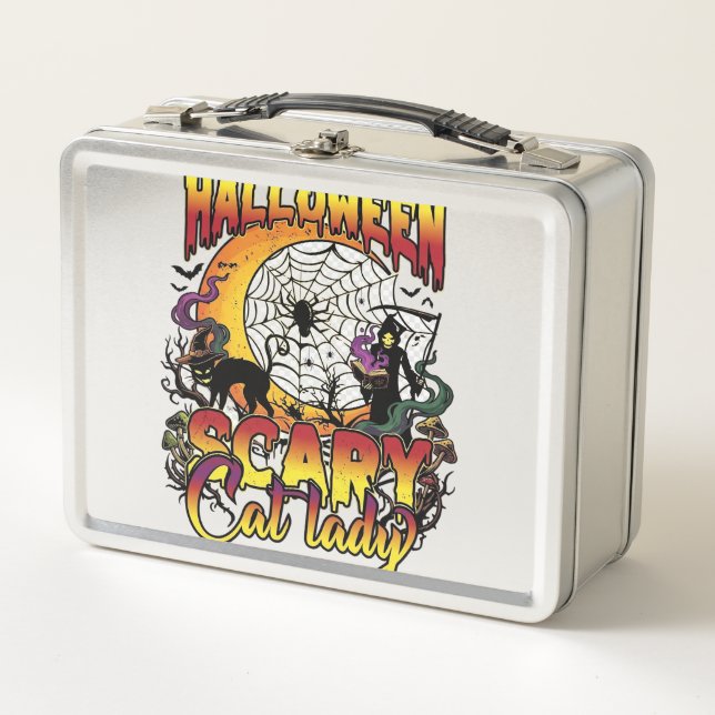 Lunch Box Dame de chat effrayante Halloween Faucheuse Lune M (Devant)