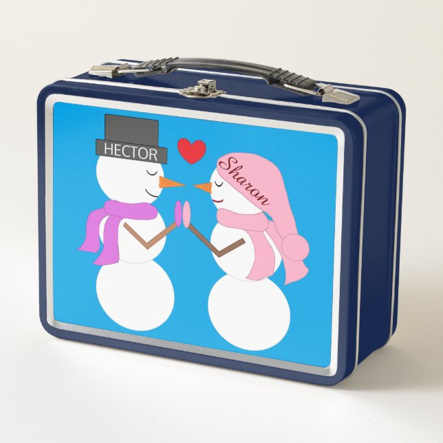 Lunch Box Darling Snowpeople in Love : Vert bleu (Devant)