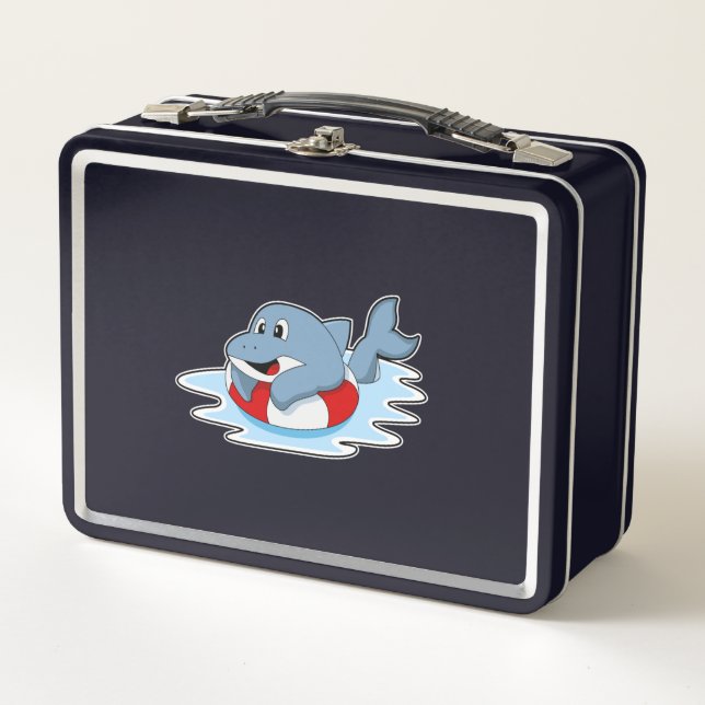 Lunch Box Dauphin à la natation avec anneau de natation.PNG (Devant)