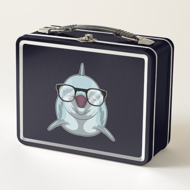Lunch Box Dauphin Nerd avec lunettes (Devant)