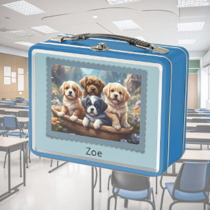 Lunch Box De mignons chiots dans un panier, des enfants pers