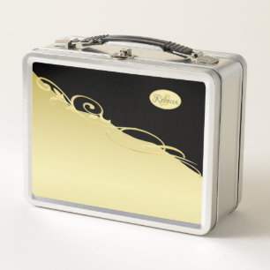 Lunch Box Décor de luxe sur or & noir, Monogramme