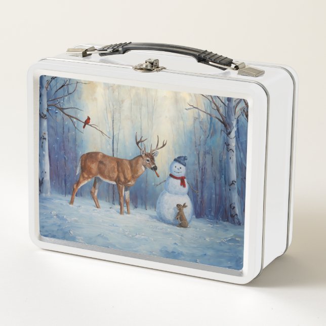 Lunch Box Deer et Happy Snowman hiver de vacances scène (Devant)