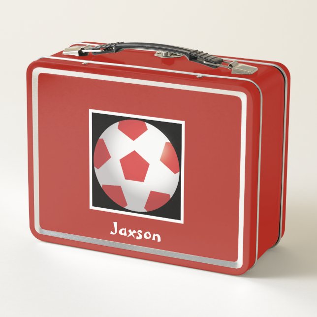 Lunch Box Déjeuner en métal de football rouge pour enfants p (Dos)