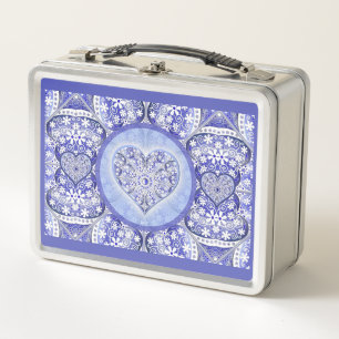 Lunch Box dentelle en céramique Bleu de Grèce