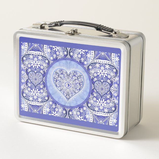 Lunch Box dentelle en céramique Bleu de Grèce (Devant)