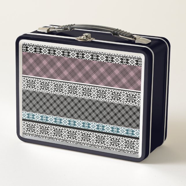 Lunch Box Dentelle patchwork noir et blanc (Devant)