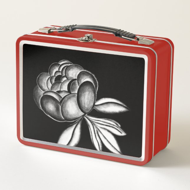 Lunch Box dessin au crayon de pivoines (Devant)