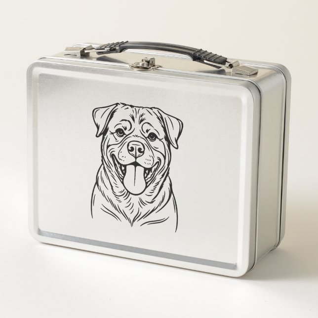 Lunch Box Dessin au trait de chien Rottweiler � ligne d'art  (Devant)