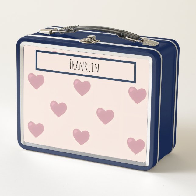 Lunch Box Dessin cardiaque I Nom personnalisé (Devant)