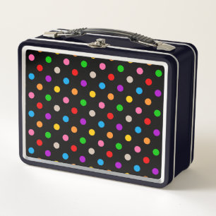 Lunch Box Dessin de points noirs colorés arc-en-ciel