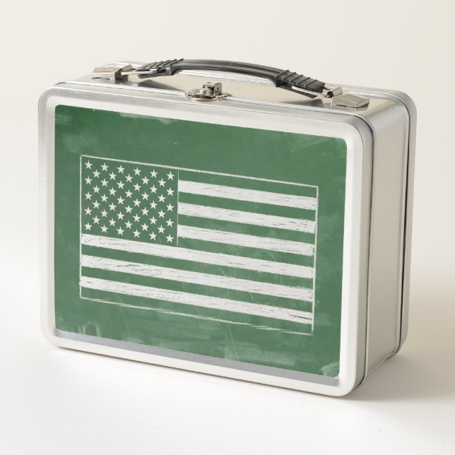 Lunch Box Dessin du drapeau américain sur tableau noir (dess (Devant)